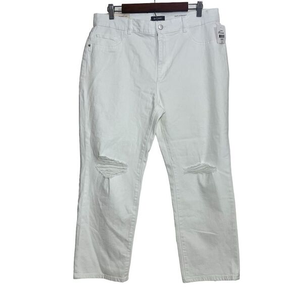 DL1961 White Patti Straight Leg High Waist Distressed Jeans Size 32 - Picture 1 of 13